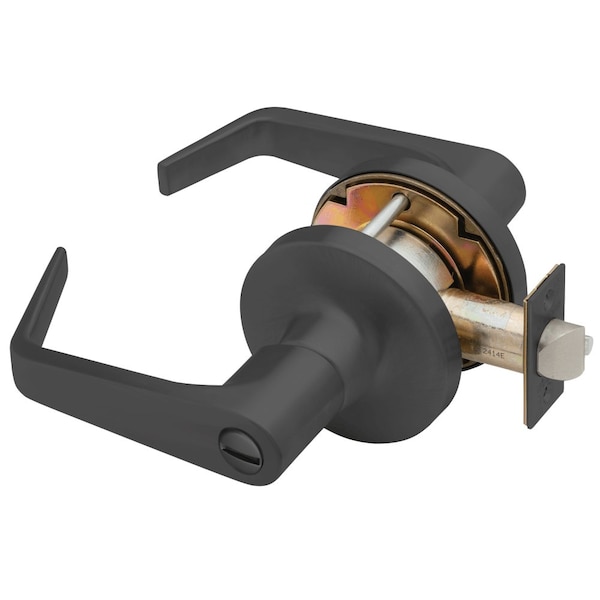 Grade 1 Privacy Cylindrical Lock, Non-keyed, Dane Lever, Standard Rose, Flat Black Coated Finish